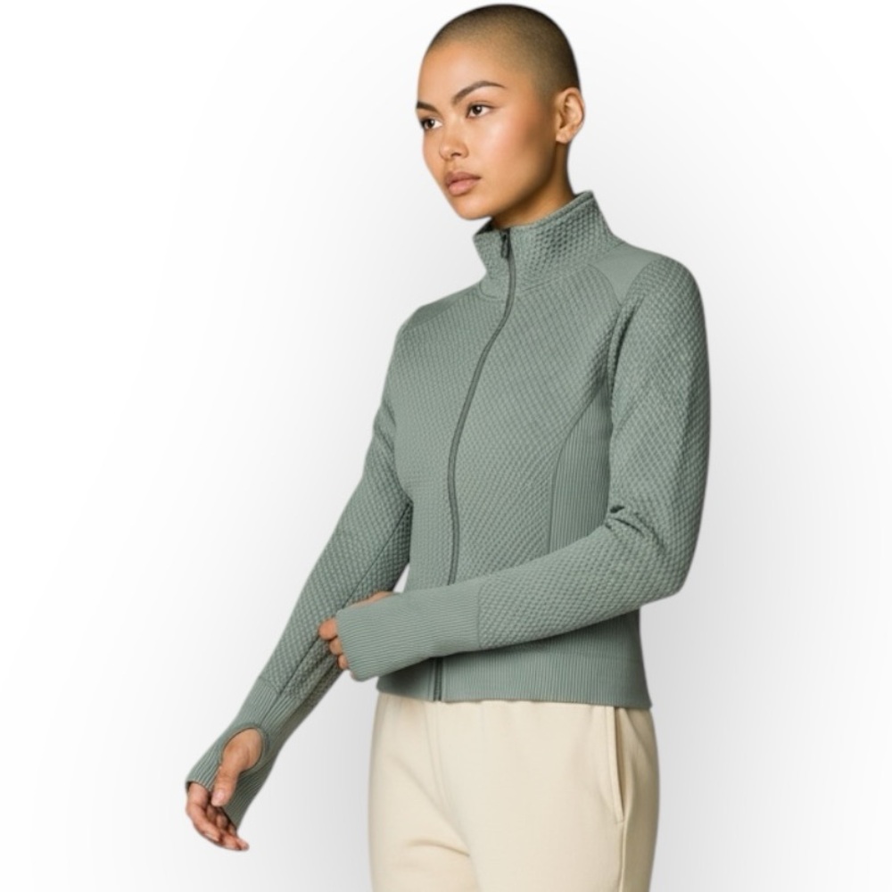 Bailey 44 Sport Mock Neck Thumb Holes Full Zip Jacket Sweatshirt Sage Green M